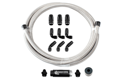87201 - 20' Stainless Steel Hose Kit w/ Fuel Filter and full flow fittings - Hyperfuel
