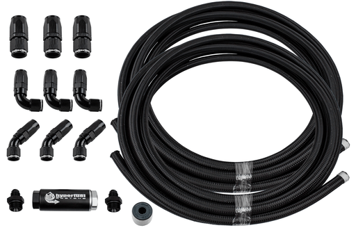 87204 - 40' Black Stainless Steel Hose Kit w/ Fuel Filter and full flow fittings - Hyperfuel