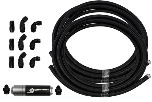 87208 - 40' Black Stainless Steel Hose Kit w/ CV Filter and full flow fittings - Hyperfuel